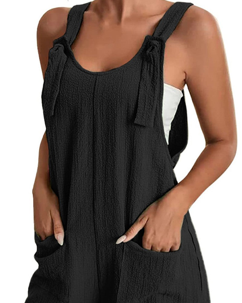 Pocket Design Casual Suspender Romper