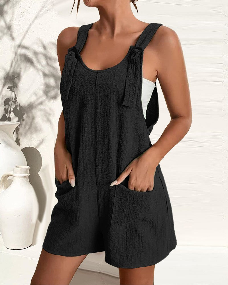 Pocket Design Casual Suspender Romper