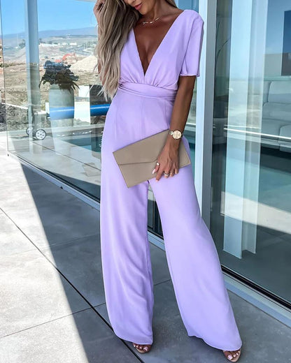 Plunge Wide Leg Jumpsuit