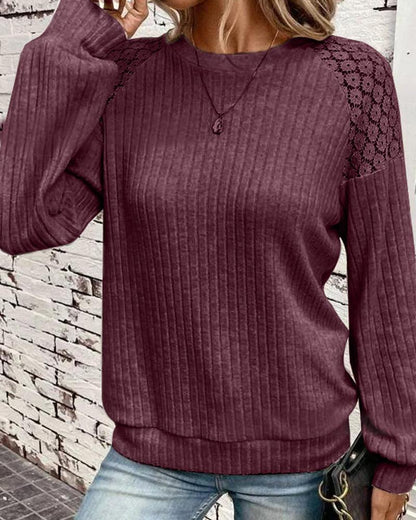 Eyelet Embroidery Long Sleeve Top