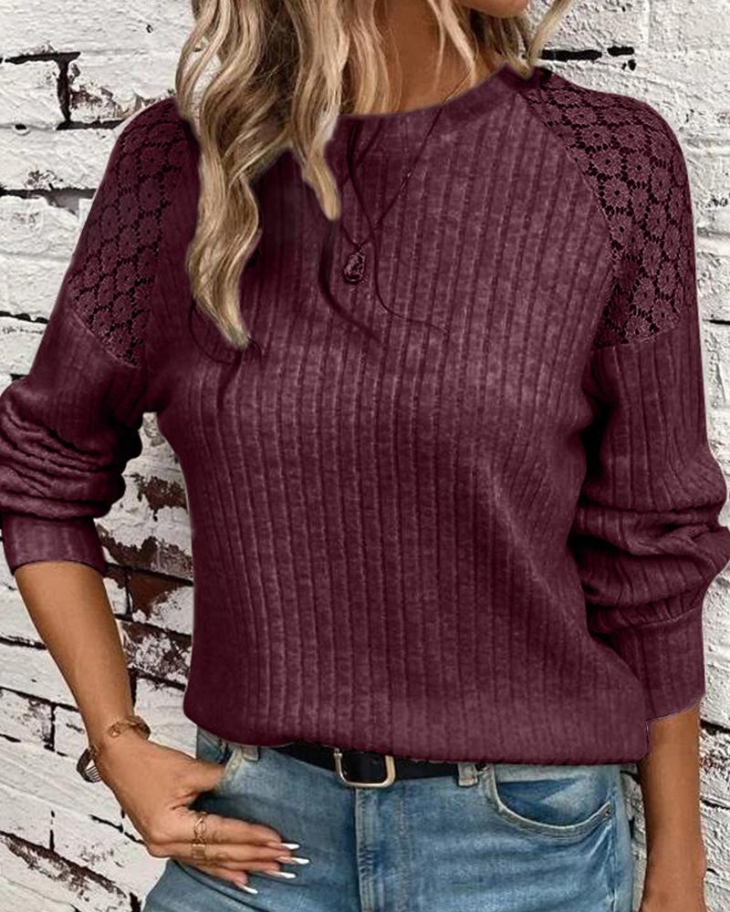 Eyelet Embroidery Long Sleeve Top