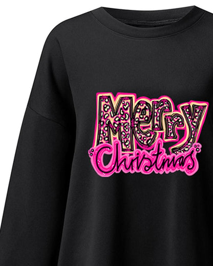 Christmas Letter Print Long Sleeve Sweatshirt