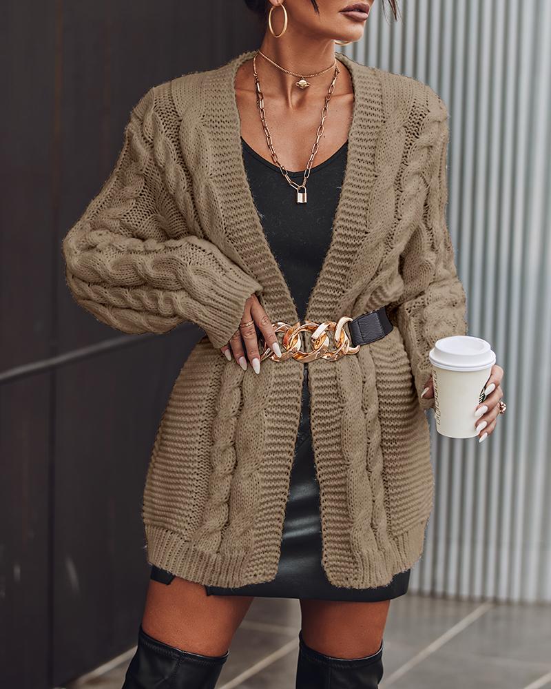 Cable Knit Open Front Cardigan