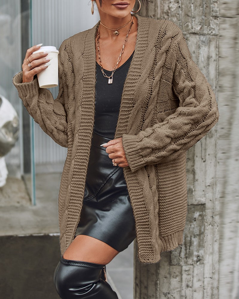 Cable Knit Open Front Cardigan