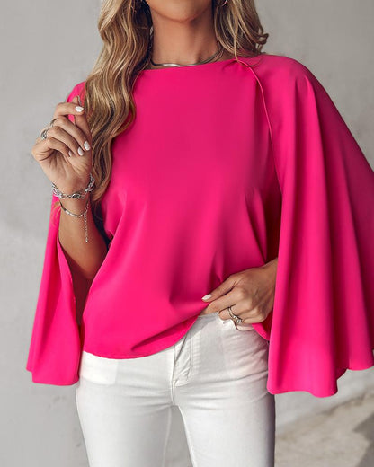 Round Neck Cloak Sleeve Top