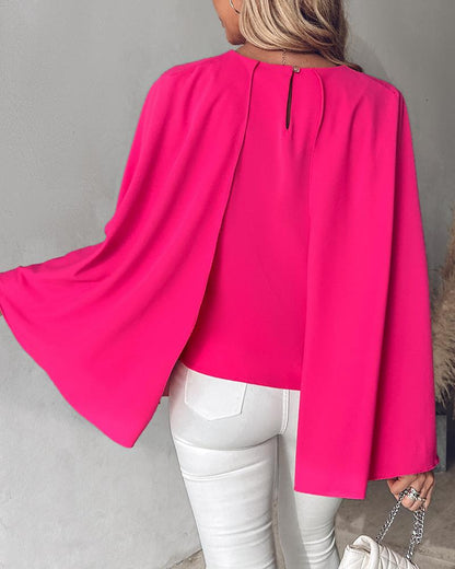 Round Neck Cloak Sleeve Top