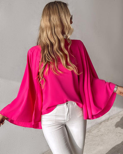 Round Neck Cloak Sleeve Top