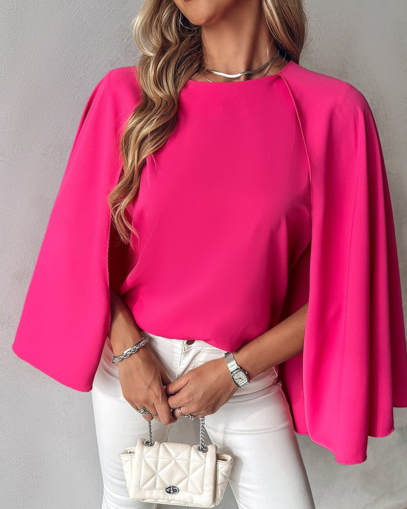 Round Neck Cloak Sleeve Top