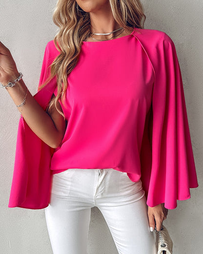 Round Neck Cloak Sleeve Top