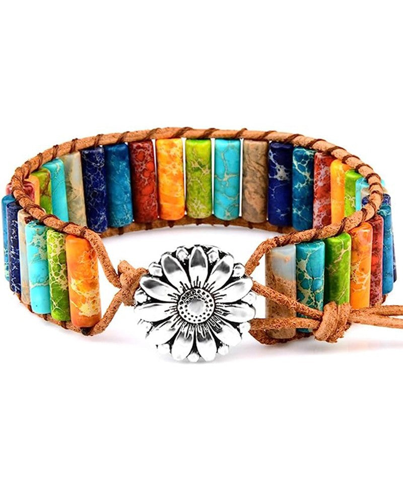 1pc Colorblock Stone Braided Bohemian Bracelet