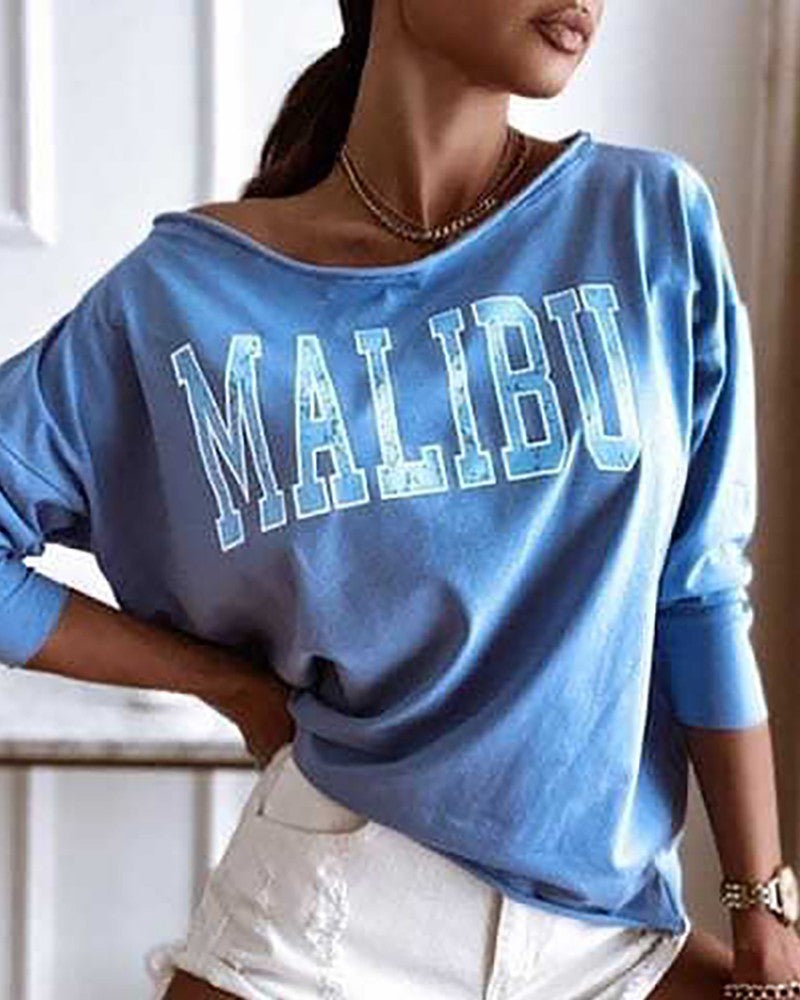 Letter Print Long Sleeve Casual Sweatshirt