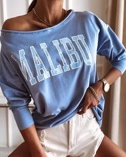 Letter Print Long Sleeve Casual Sweatshirt