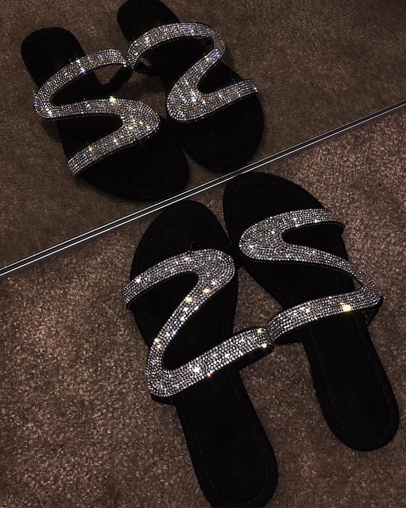 Diamond Strap Embellished Sandals