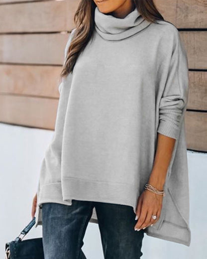 High Neck Long Sleeve Casual Top