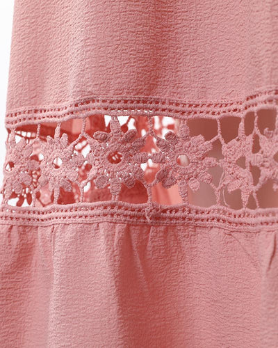 Bandeau Shirred Lace Patch Maxi Dress