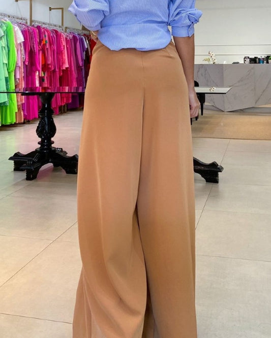 High Waist Ruched Wide Leg Pants