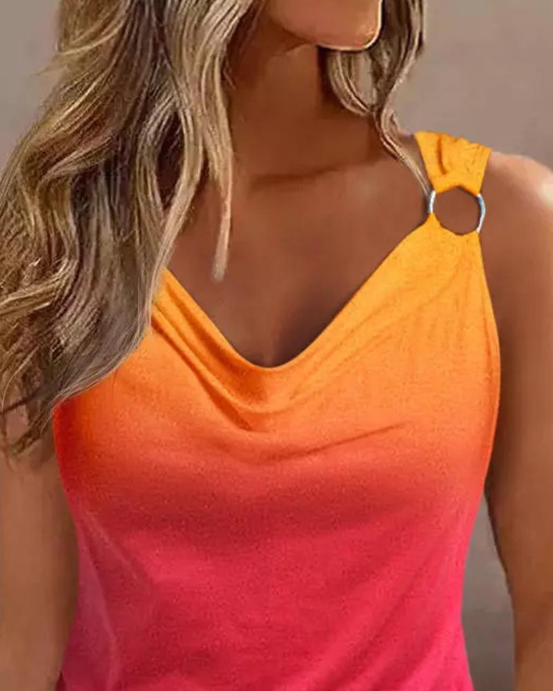 Ombre O Ring Decor Casual Tank Top