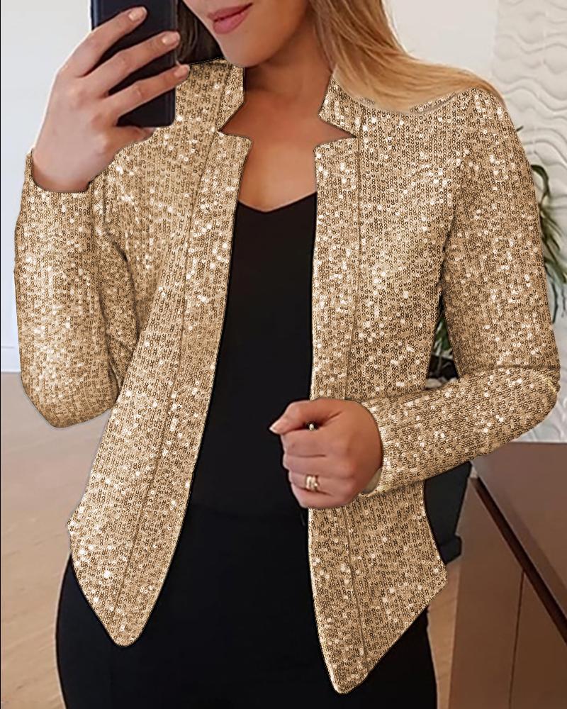 Long Sleeve Sequin Blazer Coat