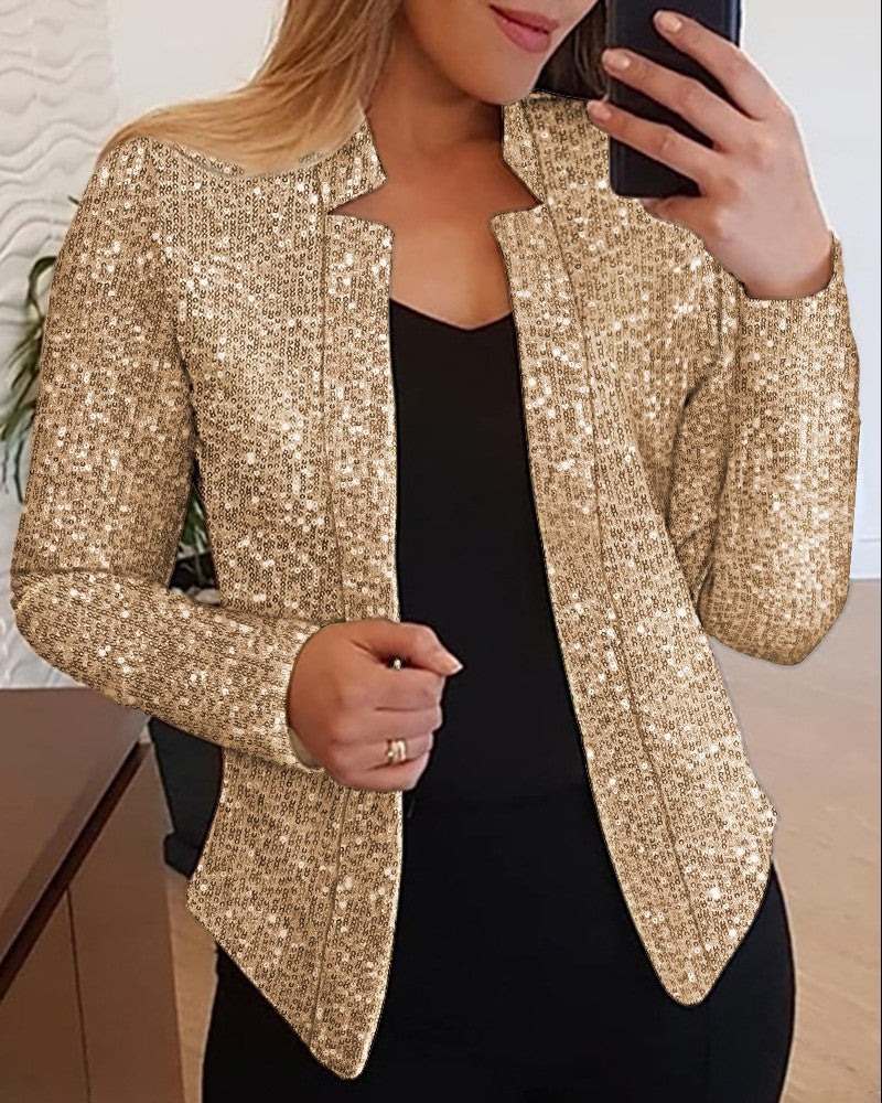 Long Sleeve Sequin Blazer Coat