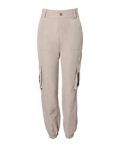 High Waist Pocket Design Cargo Pants