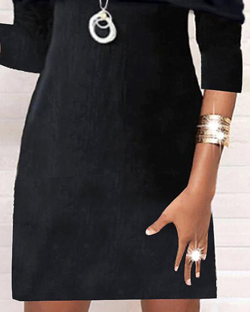 Patchwork Long Sleeve Casual Dress