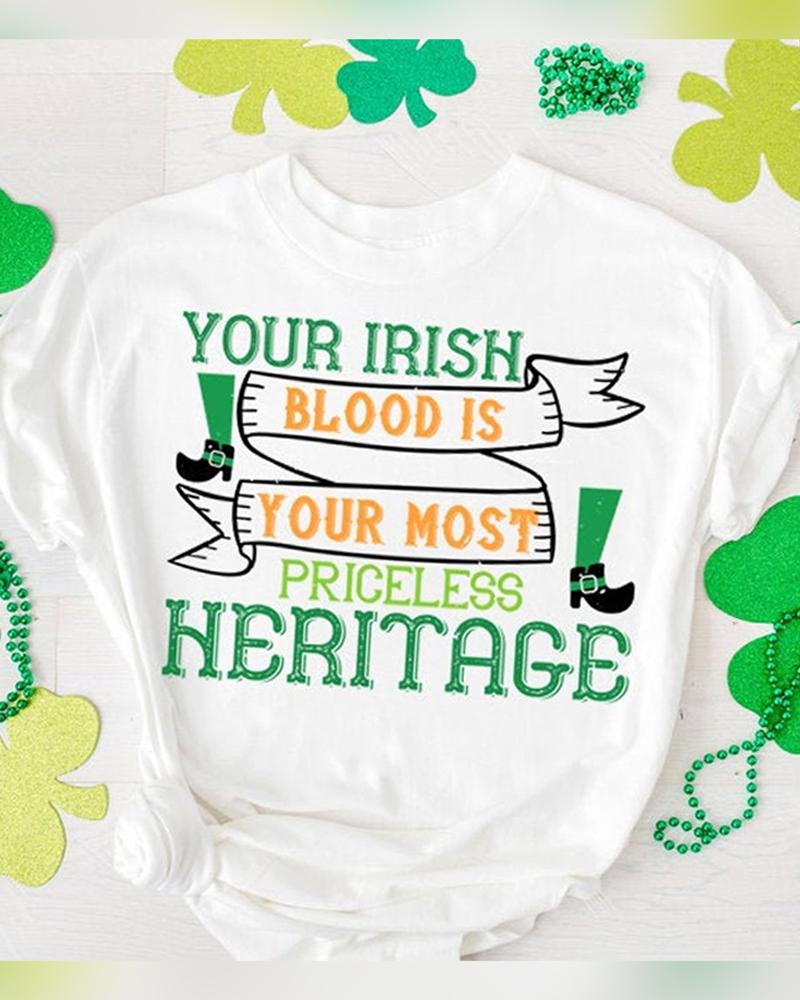 St. Patrick's Day Cartoon Letter Print Short Sleeve T shirt