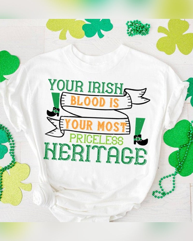 St. Patrick's Day Cartoon Letter Print Short Sleeve T shirt