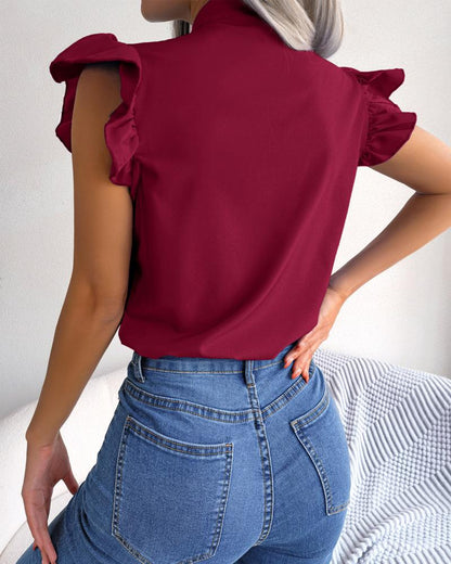 Tie Neck Puff Sleeve Top