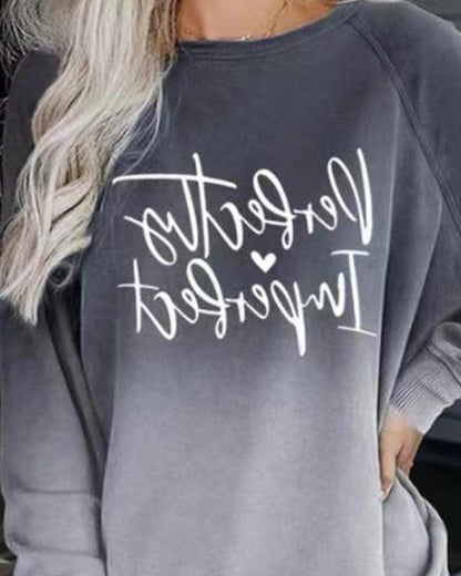 Ombre Letter Print Raglan Sleeve Sweatshirt