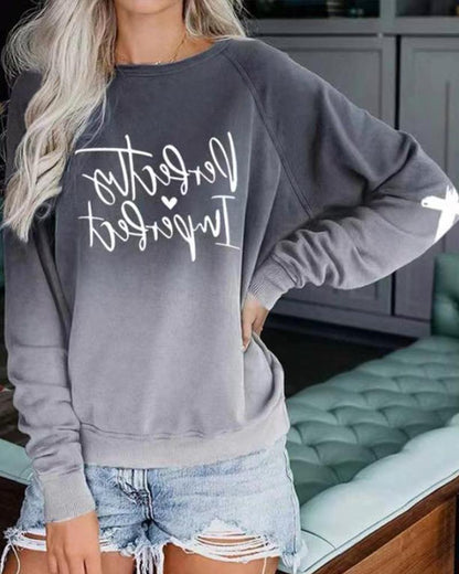 Ombre Letter Print Raglan Sleeve Sweatshirt