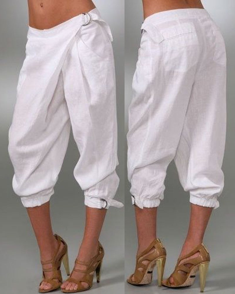 Buckled Pocket Design Cuffed Pants