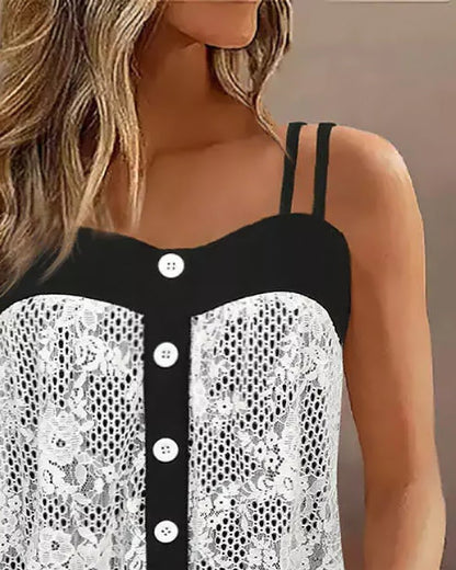 Crochet Lace Double Strap Tank Top