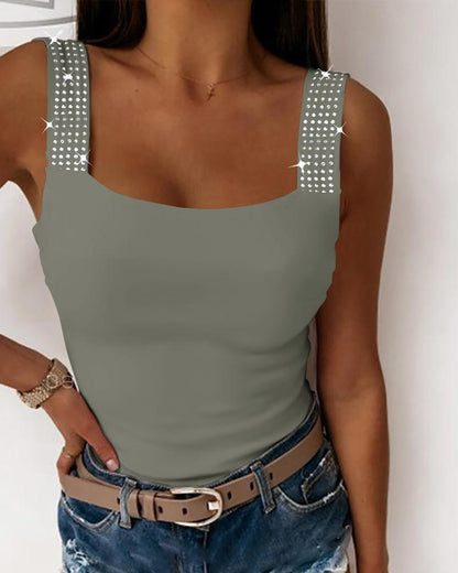 Rhinestone Embellished Cami Tank Top