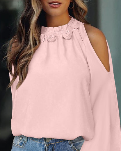 Rose Detail Lantern Sleeve Top