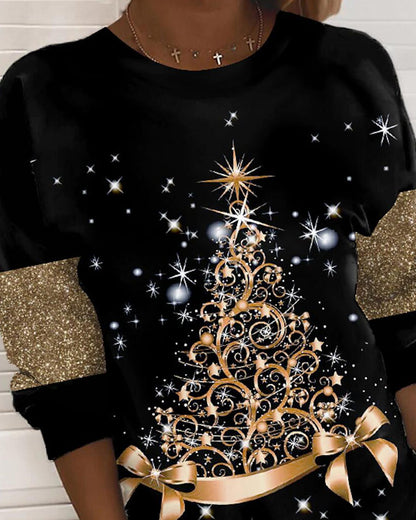 Christmas Tree Print Long Sleeve Sweatshirt