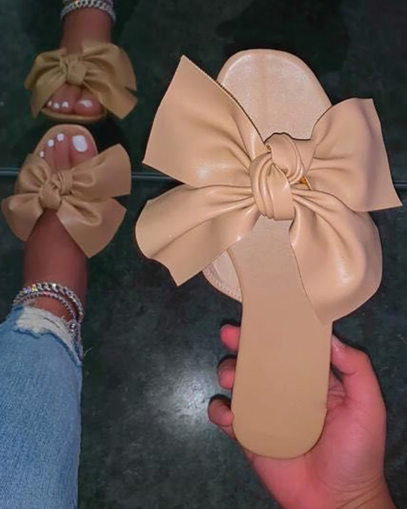 Bowknot Design One Strap Slippers