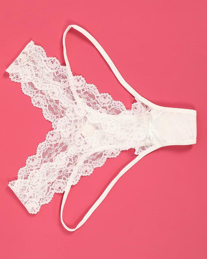 Cutout Contrast Lace Thong Panty