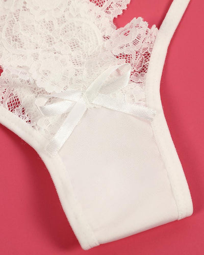 Cutout Contrast Lace Thong Panty