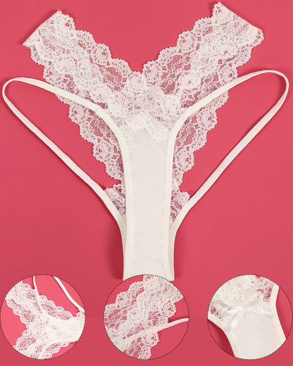 Cutout Contrast Lace Thong Panty