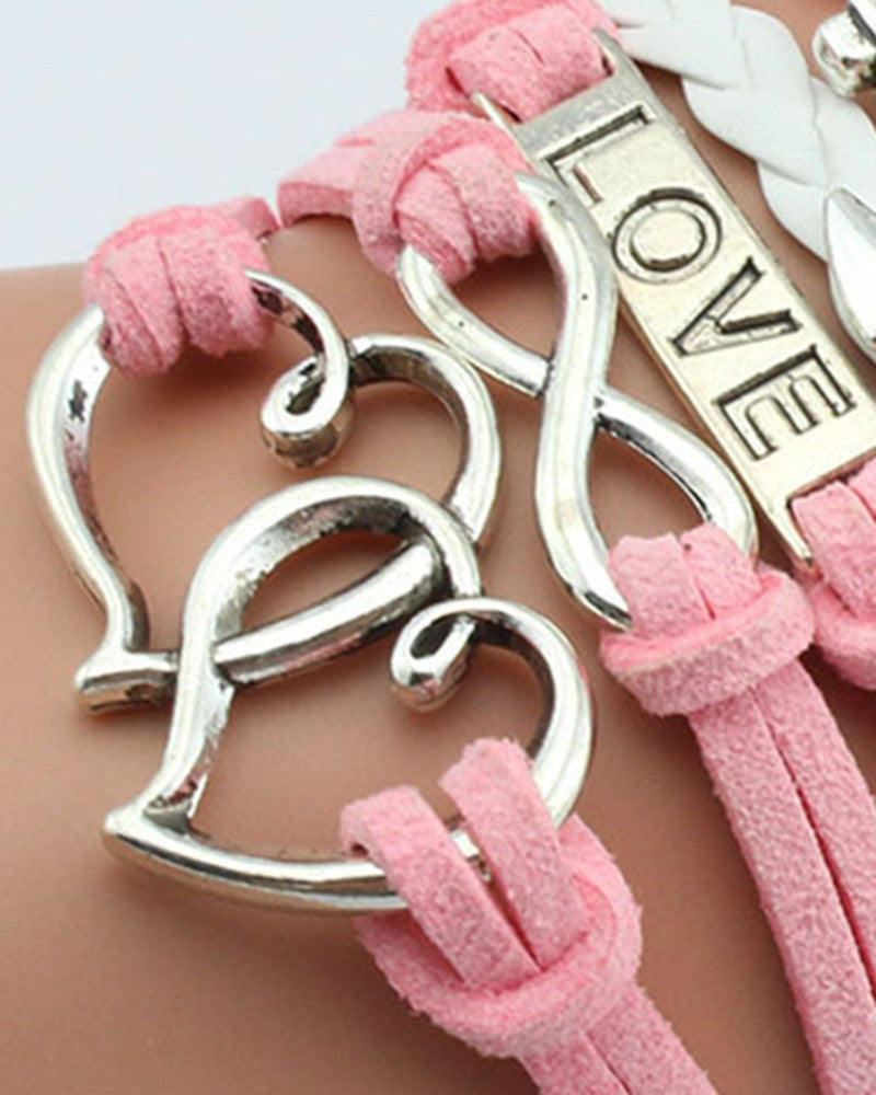 1pcs Double Heart Anchor Love Pattern Multi layer Bracelet