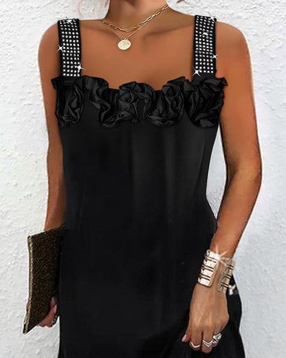 Rhinestone Decor Sleeveless Casual Dress