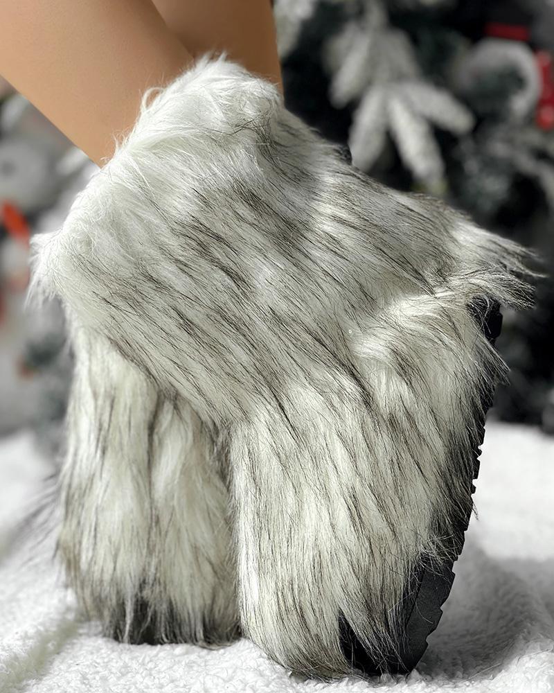 Faux Fur Fluffy Warm Ankle Boots