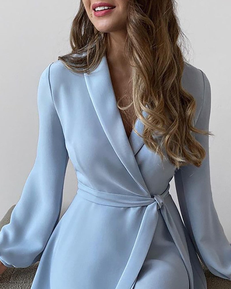 Long Sleeve Work Dress With Belt