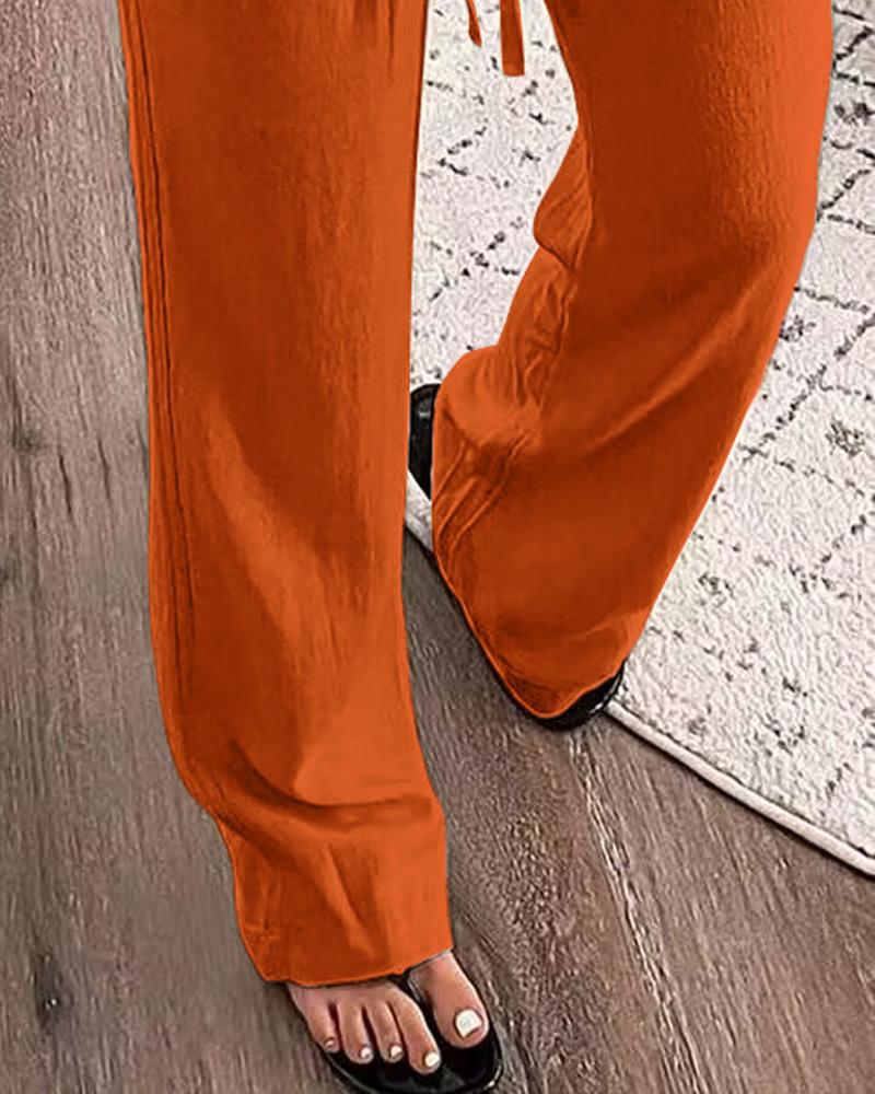Drawstring Pocket Design Casual Pants