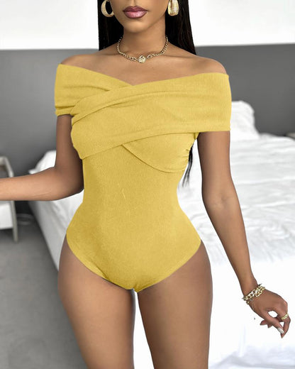 Off Shoulder Ruched Bodysuit