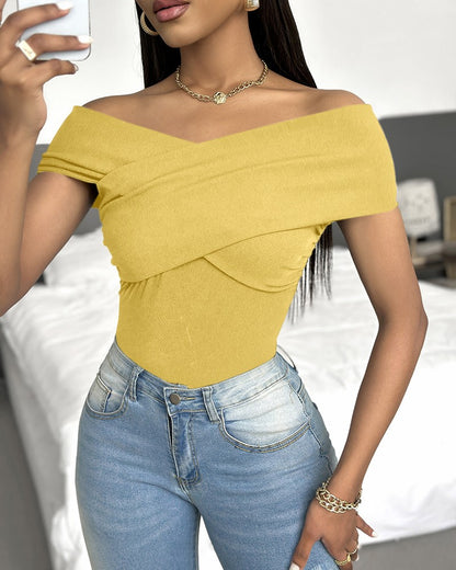 Off Shoulder Ruched Bodysuit