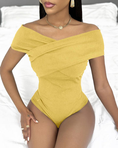 Off Shoulder Ruched Bodysuit