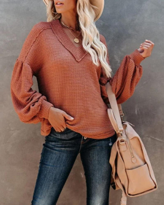 Solid Color Long Sleeve Top