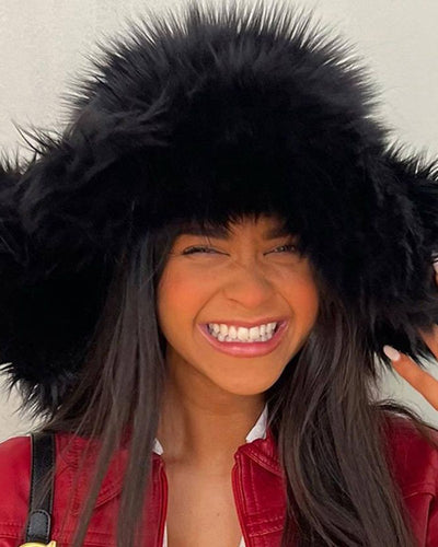Fluffy Faux Fur Ear Protection Winter Thermal Bucket Hat
