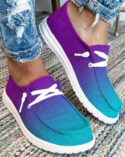 Ombre Lace up Casual Slip on